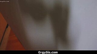 Pervert stepbrother initiates blindfolded sex with stepsister in orgy.