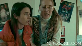 girlcore nerdy lesbians blinded by science with hot milf