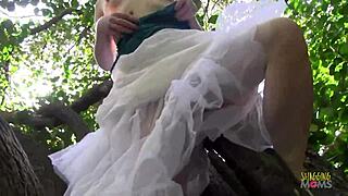 Blonde Climbs Tree For Thrilling Solo Masturbation Session