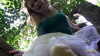 Blonde Climbs Tree For Thrilling Solo Masturbation Session