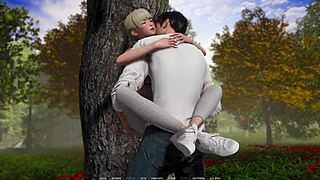 Horny nerd teen licks pussy in outdoor public