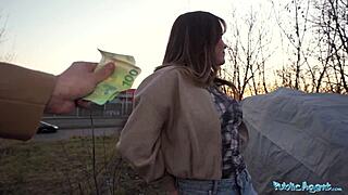 public agent - hot venezuelan babe sucks and fucks for cash in public