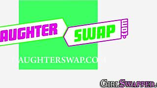 Petite teen gives intense blowjob and takes facial cumshot