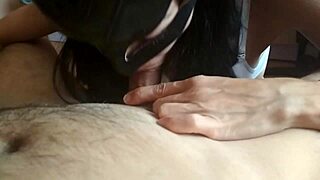 hot milf wife gives deep blowjob to her guy