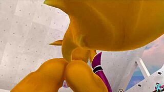 renamon stretches and works out in furry solo music video