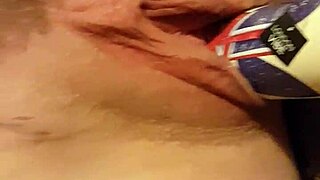 Young 18+ Slutty Pussy Stretched by Deodorant Can During Intense Fucking