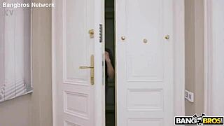 Bound brunette gets banged with blowjob and creampie by step-bro