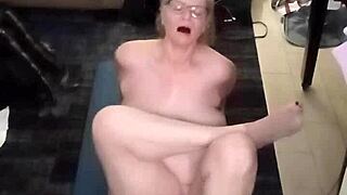 morning yoga session with hot mature milf stretching