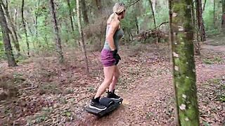 Dana star and stan ride onewheels naked in the woods and have sex.