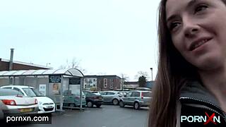 I feel so horny watching Leyla flash her shaved pussy in public outdoors.