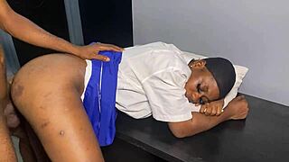 Teacher gets fucked doggy in office by big black cock