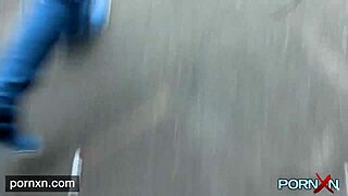 I feel so horny watching Leyla flash her shaved pussy in public outdoors.