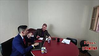 Company tests sofa with MILF employee! She sucked everyone!