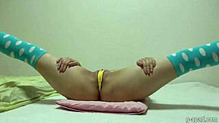 Japanese Girl Spreads Legs Wide, Revealing Thong Wedgie On Webcam