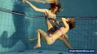 Feeling the Thrill as Horny Girls Strip Each Other in the Pool