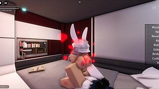 Breaking her tight pussy in the virtual roblox game world