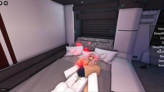 Breaking her tight pussy in the virtual roblox game world
