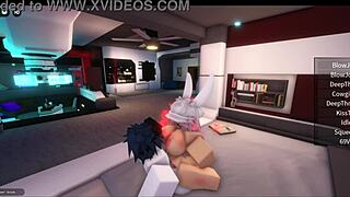 Breaking her tight pussy in the virtual roblox game world