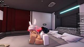 Breaking her tight pussy in the virtual roblox game world