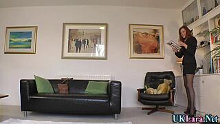 Wow, the heeled redhead tastes her lesbian partner's pussy with fingers in stockings!