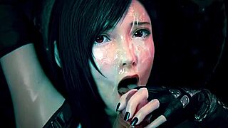 Brunette with nice tits took on a lot of cum