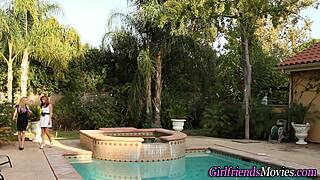 Small Tits Lesbian Outdoor Kissing