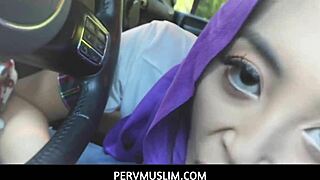 Asian Muslim Girl Blows Boyfriend In Car