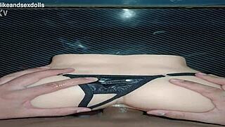 Trailer candy usa una tanga negra bent over desk creampie doggystyle fuck doll homemade pussy lips