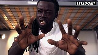 Blonde Nikki Hill rides black cock in hostel