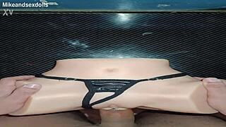 Trailer candy usa una tanga negra bent over desk creampie doggystyle fuck doll homemade pussy lips