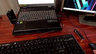 Devouring colleague's big white cock with cum in mouth and spit on tits!