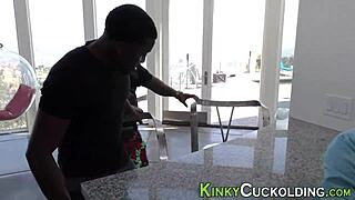 cuckolding domina in 3way gets interracial creampie