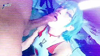 Rei Ayanami cosplay blowjob and cum in bodysuit