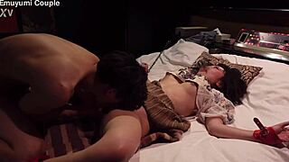 Busty Japanese beauty convulses in intense cunnilingus orgasm, screaming in ecstasy!