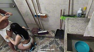 Perverted Step-Cousin Records Me Washing, Then I Suck His Cock Because He's My Favorite