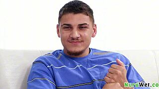 blonde mature masseuse rubs big tits on client during wet nuru massage