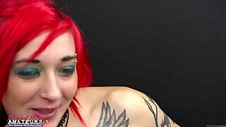 slim tattooed blonde jackie swallows hard cock and cumshot