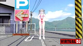 mmd futanari performs masturbation dance with wavefile mixed by dj riko