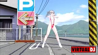 mmd futanari performs masturbation dance with wavefile mixed by dj riko