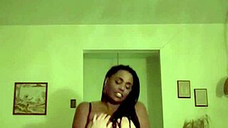 Amateur ebony interacts with coworker after work in a casual setting.