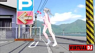 mmd futanari performs masturbation dance with wavefile mixed by dj riko