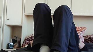 I am showing off my white sneaker socks in this homemade german video