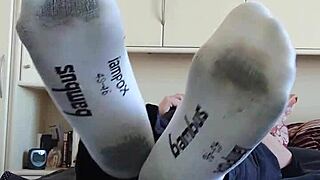 I am showing off my white sneaker socks in this homemade german video