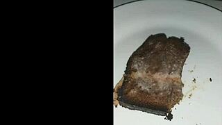 This delicious cake is covered in cum from an intense blowbang bukkake.