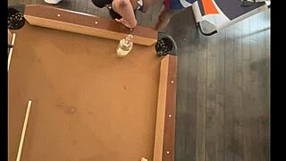 Ebony cheerleader fucks with big black cock at pool hall.