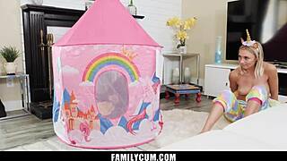 stepsister catches her stepbro jerking off and offers him some helping hand - familycum