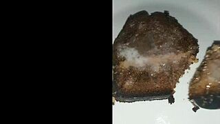 This delicious cake is covered in cum from an intense blowbang bukkake.