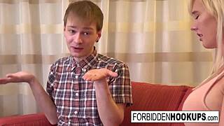 Big Boobed Babe Takes Her Step-Brother's Fat Cock