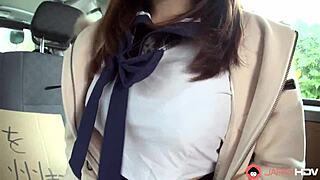 Big Titted Japanese Woman Mikoto Mochida Sucks Cock In The Car Uncensored