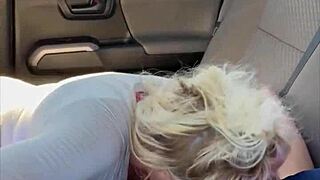 real hooker with blonde hair gives a bareback blowjob, gets bent over and fucked from behind, then takes a load on her ass